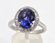 Load image into Gallery viewer, 2624: Vintage: Platinum Large Violet Tanzanite 48 Sparkling Diamonds Cluster Ring