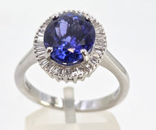 Load image into Gallery viewer, 2624: Vintage: Platinum Large Violet Tanzanite 48 Sparkling Diamonds Cluster Ring