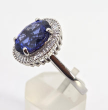 Load image into Gallery viewer, 2624: Vintage: Platinum Large Violet Tanzanite 48 Sparkling Diamonds Cluster Ring