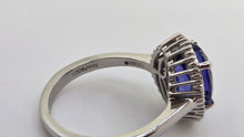Load image into Gallery viewer, 2624: Vintage: Platinum Large Violet Tanzanite 48 Sparkling Diamonds Cluster Ring