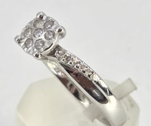 Load image into Gallery viewer, 0602: Vintage: 9ct White Gold 19 Natural Sparkling Diamonds Dress Ring