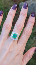 Load image into Gallery viewer, 2614- Vintage: 18ct Gold Emerald (4.33ct) Diamonds Ring - From 1998