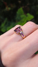 Load image into Gallery viewer, 1311: Vintage: 9ct Gold Marquise Cut Garnet Pink Tourmalines Ring-