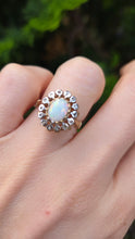 Load image into Gallery viewer, 2536: Vintage 9ct Gold Cabochon Cut White Opal 14 Natural Diamonds Cluster Ring