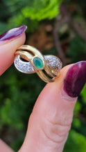 Load image into Gallery viewer, 0401: Vintage: 14ct Gold Emerald Crossover Cocktail Ring - lovely symmetry
