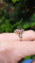 Load image into Gallery viewer, 6359 : Vintage: 9ct Gold 13 Navette Set Garnets Cluster Ring- From 1977