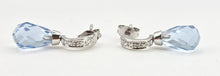 Cargar imagen en el visor de la galería, 3020: Vintage: 9ct White Gold Blue Topaz Diamonds Drop Stud Earrings