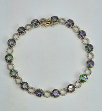 Load image into Gallery viewer, 2744: Vintage & Rare 9ct Gold Caribbean Topaz Diamonds Bracelet (18cm)