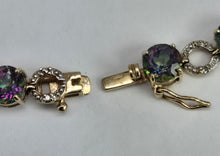 Load image into Gallery viewer, 2744: Vintage & Rare 9ct Gold Caribbean Topaz Diamonds Bracelet (18cm)