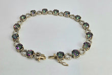 Load image into Gallery viewer, 2744: Vintage & Rare 9ct Gold Caribbean Topaz Diamonds Bracelet (18cm)