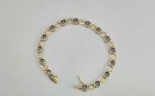 Load image into Gallery viewer, 2744: Vintage & Rare 9ct Gold Caribbean Topaz Diamonds Bracelet (18cm)