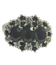 Load image into Gallery viewer, 2785- Vintage 9ct Gold 17 Blue Sapphires 10 Diamonds Cocktail Ring