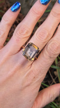 Load image into Gallery viewer, 6308: Vintage: 9ct Gold Large Emerald Cut Smokey Quartz Statement Ring