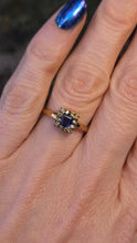 Load image into Gallery viewer, 1043: Vintage 9ct Gold Yellow Diamonds Cushion Cut Iolite Dress Ring