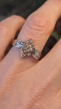 Load image into Gallery viewer, 6316: Vintage: 9ct Mixed Gold Champagne & White Diamonds Ring- 38 natural, sparkling diamonds