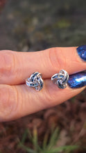 Cargar imagen en el visor de la galería, 0122: Vintage - Silver 925 Blue Diamonds lovers Knot Earrings