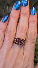 Load image into Gallery viewer, 6301 Vintage: 9ct Gold Rich Red Garnets Geometric Set Ring- From 1979