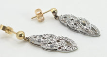 Cargar imagen en el visor de la galería, 2322: Vintage: 9ct Yellow & White Gold 24 Natural Diamonds Stud/Drop Earrings