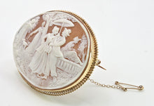 Load image into Gallery viewer, 2579: Vintage 9ct Gold Large Carved Italian Themed Cameo Brooch