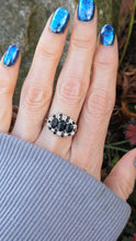 Load image into Gallery viewer, 2785- Vintage 9ct Gold 17 Blue Sapphires 10 Diamonds Cocktail Ring