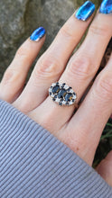 Load image into Gallery viewer, 2785- Vintage 9ct Gold 17 Blue Sapphires 10 Diamonds Cocktail Ring