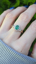 Load image into Gallery viewer, 0617: Vintage: 9ct Gold Art Deco Style Emerald 18 Diamonds Cluster Ring