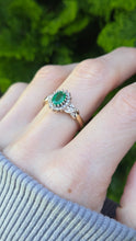 Load image into Gallery viewer, 0617: Vintage: 9ct Gold Art Deco Style Emerald 18 Diamonds Cluster Ring