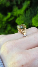 Load image into Gallery viewer, 2482 Vintage 9ct Gold Large Mint Green Topaz Diamonds Cocktail Ring