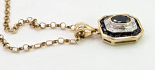 Load image into Gallery viewer, 2750: Vintage: 9ct Gold Necklace Sapphire Diamonds Art Deco Style Pendant
