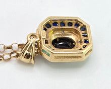 Load image into Gallery viewer, 2750: Vintage: 9ct Gold Necklace Sapphire Diamonds Art Deco Style Pendant