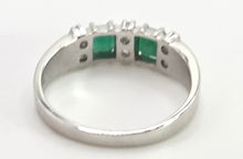 Load image into Gallery viewer, 2703: Vintage 18ct White Gold Emeralds Natural Diamonds Ring- From 1978 Rare