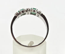 Load image into Gallery viewer, 2703: Vintage 18ct White Gold Emeralds Natural Diamonds Ring- From 1978 Rare