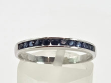 Load image into Gallery viewer, 2706: Vintage 18ct White Gold Blue Sapphires Half-Eternity Stacker Ring