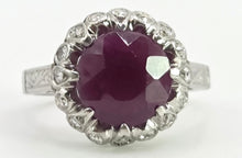 Load image into Gallery viewer, 2711 Vintage Platinum Large Ruby & Diamonds Cocktail Ring- Lush!