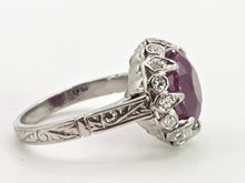 Load image into Gallery viewer, 2711 Vintage Platinum Large Ruby & Diamonds Cocktail Ring- Lush!