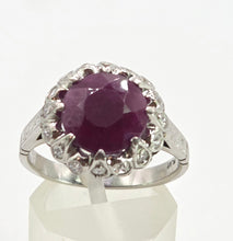 Load image into Gallery viewer, 2711 Vintage Platinum Large Ruby & Diamonds Cocktail Ring- Lush!