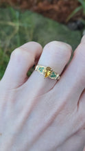 Load image into Gallery viewer, 2793: Vintage Rare: 9ct Gold Yellow Citrine Emeralds Dress Ring