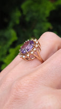 Load image into Gallery viewer, 1178 Vintage & Old Large Faceted Lilac Amethyst 14 See Pearls Ring