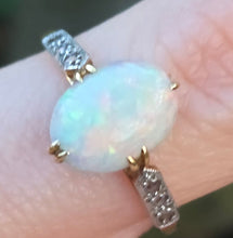Load image into Gallery viewer, 2109 Vintage: 18ct Gold Cabochon White Opal Diamonds Dress Ring