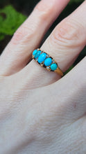 Load image into Gallery viewer, 2039: Vintage: 18ct Gold Turquoises Edwardian Style Ring- From 1942