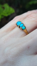 Load image into Gallery viewer, 2039: Vintage: 18ct Gold Turquoises Edwardian Style Ring- From 1942