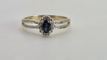 Load image into Gallery viewer, 2745: Vintage 9ct Gold Blue Sapphire Diamonds Openwork Ring