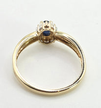 Load image into Gallery viewer, 2745: Vintage 9ct Gold Blue Sapphire Diamonds Openwork Ring