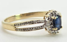 Load image into Gallery viewer, 2745: Vintage 9ct Gold Blue Sapphire Diamonds Openwork Ring