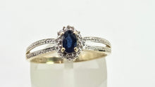 Load image into Gallery viewer, 2745: Vintage 9ct Gold Blue Sapphire Diamonds Openwork Ring