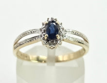Load image into Gallery viewer, 2745: Vintage 9ct Gold Blue Sapphire Diamonds Openwork Ring