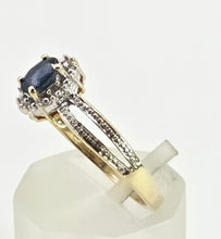 Load image into Gallery viewer, 2745: Vintage 9ct Gold Blue Sapphire Diamonds Openwork Ring