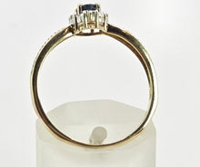 Load image into Gallery viewer, 2745: Vintage 9ct Gold Blue Sapphire Diamonds Openwork Ring