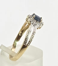 Load image into Gallery viewer, 2745: Vintage 9ct Gold Blue Sapphire Diamonds Openwork Ring