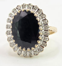 Load image into Gallery viewer, 2802: Vintage 9ct Gold Australian Blue Sapphire 24 Diamonds Diana Cluster Ring